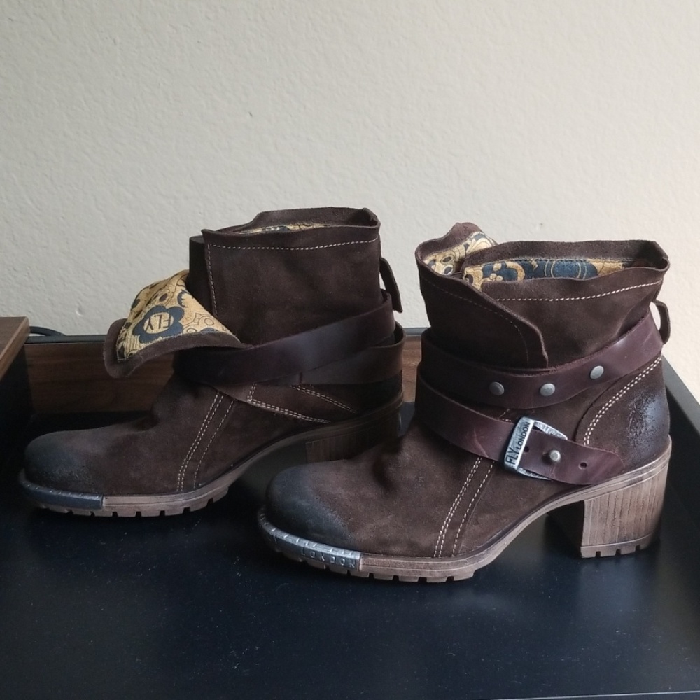 Fly London LOK Buckle Suede Winter Biker boot